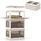 COSTWAY 90L/132L Stackable Storage Boxes with Lids, 3-Tier Large Collapsible Storage Bins with Wheels & 5 Open Doors, Foldable Plastic Storage Containers Organiser for Bedroom Living Room (132L)