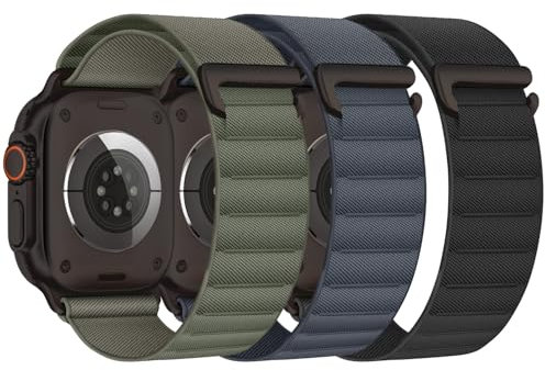 Alpine Loop 3 Piezas Correas Compatible Apple Watch 38/40/41/42mm Mujer Hombre, Correa Deportiva de Nailon con Gancho en C para iWatch Ultra 2 SE Series 10 9 8 7 6 5 4 3 2 1