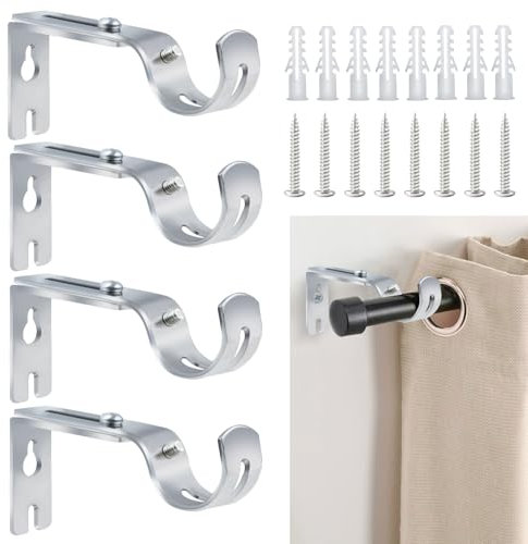 ALLisWE 2 Stück Gardinenstangenhalter für 20-25 mm Metall Verstellbare Wandhalterung Gardinenstange Vorhangstange Halterung mit Schrauben für Schlafzimmer Schrank Gardinen Duschstange Kleiderstange