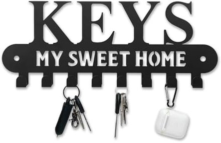 BAOHUAHU schlüsselbrett mit zehn haken, schlüsselbrett schwarz, schlüsselhalter wand, schlüsselaufhänger für wanddekoration (Schlüssel)