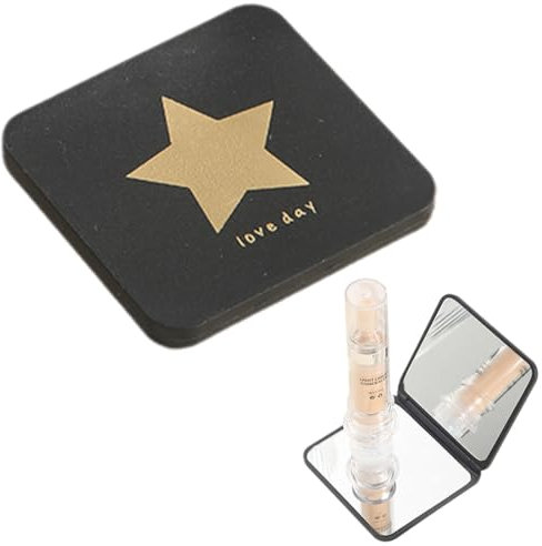 Specchietto da Borsetta,Specchio Portatile,Specchio pieghevole Portatile SpecchioTrucco Specchio Compatto Specchio da Viaggio Ideale per Casa e Viaggi(B)
