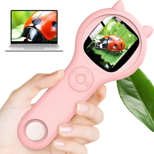 CIGTSICO Pink Handheld Digital Pocket Mini Microscope,HD Pocket Portable Mini USB Microscope Camera,Science Edu Fun Gifts Toys for Children Students