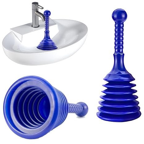 Toilet Plunger for Drains and Sinks | Powerful PVC Sink Plungers for Unblocking | Quick & Effective Toilet Unblocker & Drain Plunger Tool for Kitchen, Bathroom & Shower | Compact and Reusable
