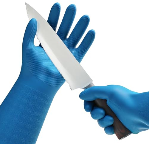 Vgo... 1 Pair Cut Resistant Gloves Food-Grade Safety Level 5 Protection, Safety Kitchen Cut Gloves for Chef Oyster Shucking Mandolin Knife Butcher Meat Cutting(Blue,L,TP1117CTA5)
