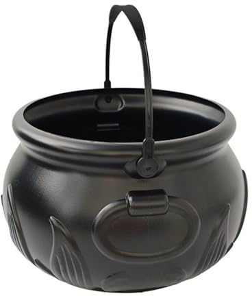 Quorvex Halloween Cauldron Large Black Spooky with Handle