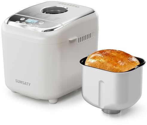 SUMSATY 16-in-1 Bread Machine with Homemade Cycle and Gluten Free Setting, Beginner Friendly 2 Pound, 1 Pound White Bread Machine with Recipes and Delay Timer
