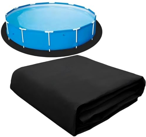 Tapis de piscine rond - Tapis de sol rond - Pour piscines hors-sol et jacuzzis - Tapis de piscine antidérapant et imperméable - Pour l'extérieur, la cour, le jardin, la pelouse (noir/305 cm)