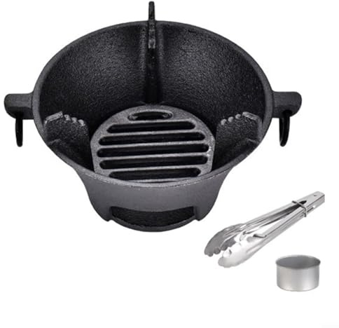 Glewi Cast Iron Charcoal Stove – 25.5 cm Square Korean Cooktop & Japanese Barbecue Grill for Outdoor Camping and Picnics(19.5cm)