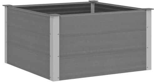 Serre grise en acier galvanisé 100 x 100 x 85 cm avec toit amovible pour la circulation de l'air, polycarbonate durable et design en acier pour balcon, terrasse, jardinière sans fond