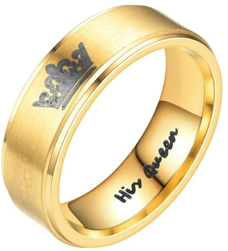 Edelstahl-Paarringe mit Kronen-Design „Her King His Queen“ als Romantisches Geschenk für Paare mit passendem Schmuck