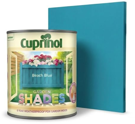 DUAYRA Garden Shades Paint Beach Blue 2.5L, Exterior Wood Stain Matt Finish for Furniture, Sheds, Planters, Benches, Minimum 2 Coat, Water Based Fence Paints (Beach Blue, 2.5 Liters)