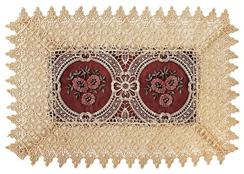 Simhomsen Tischsets im Vintage-Design, mit Spitze, bestickt, Blumenmuster, 30,5 x 45,7 cm, 4 Stück