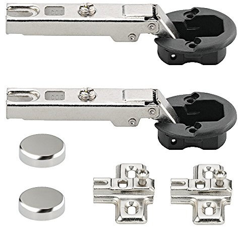 2 Stück Gedotec Cerniera portello vetro cerniera Fermata angolo per Porte di vetro CA con Chiusura automatica Cerniera mobili con piastra di montaggio & Tappo di copertura cromato Collo d'oca 0 mm