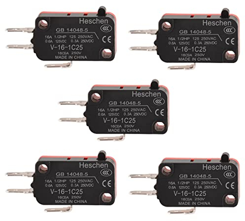 Heschen Micro interruttore, V-16-1C25, SPDT, tipo a pulsante a spillo, 16A 250VAC, 5PCS