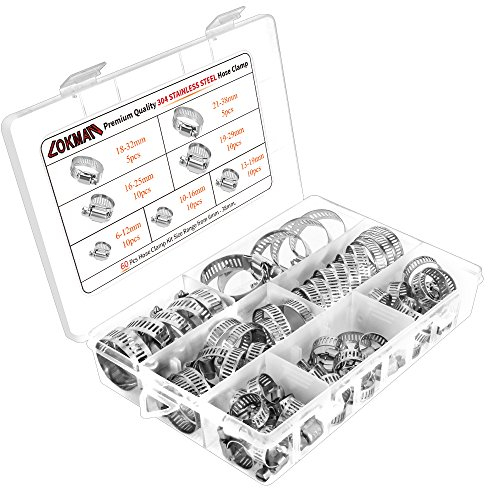 Lokman - Abrazadera de manguera de acero inoxidable 304, ajustable, para fontanería, automoción y mecánica