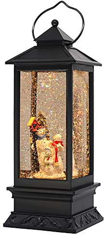 Eldnacele Snowman Family Christmas Water Spinner Globe Lantern with 6H Timer and USB Cord, Musical/Water Filled/Battery Operated for Christmas/bedroom Decor/gift set, 12''