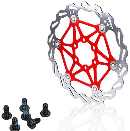 Bike Disc Brake Rotor, 160mm 180mm 203mm Disc Brake Rotor with 6 Bolts, Stainless Steel Bicycle Rotor for Road Bike Mountain Bike BMX (180mm-Red)