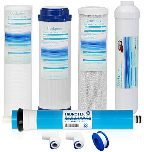 Universal kompatible 5-stufige Umkehrosmose Ersatzfilter Set mit 50 GPD Membran -Standard 10 Zoll