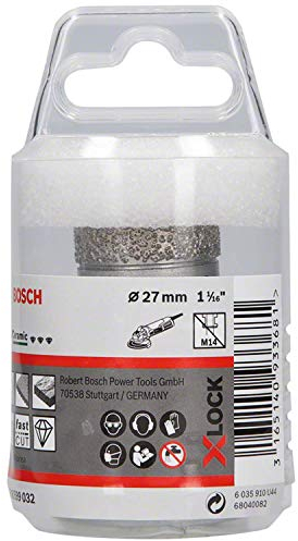 Bosch 1x PRO Multi Material Dry Diamond Core Cutters for X-Lock and Small Angle Grinders (for Tiles, Hard tiles, Ø 27 mm, Professional Accessory Small Angle Grinder)