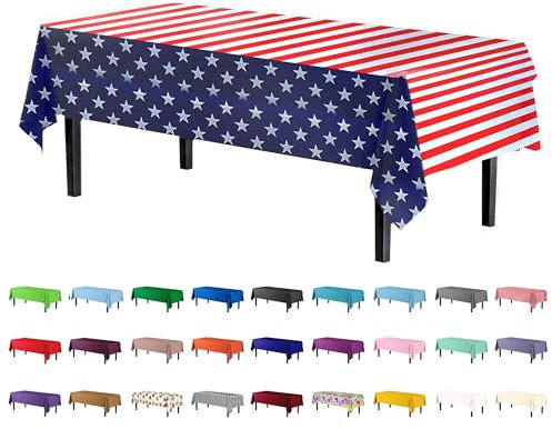 Exquisite 12 Stück Premium rechteckige amerikanische Flagge Design Kunststoff Tischdecke – USA Sterne und Streifen Einweg-Tischdecke aus Kunststoff für 4. Juli – 137,2 cm. x 274,3 cm
