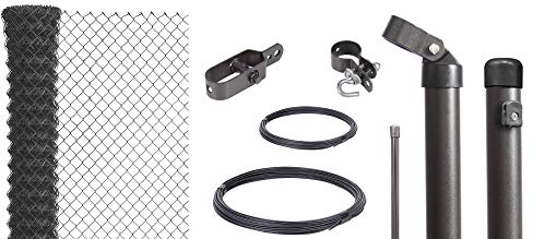 Alberts 634889 Maschendrahtzaun als Zaun-Komplettset, zum Einbetonieren | verschiedene Längen und Höhen | anthrazit-metallic | Höhe 80 cm | Länge 50 m