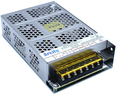 Arcity 5V 12V 24V Output Switching Power Supply Unit Adjustable for Video Multi Games Machine Console Cocktail CCTV Computer DIY Horizontal New(+5V/8A +12V/8A +24V/3A)