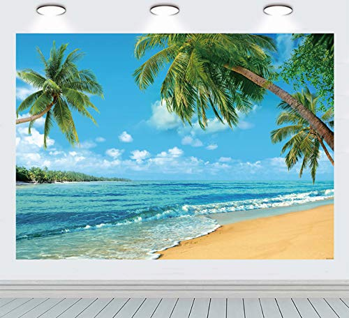 INRUI Tropischer Strand Fotografie Hintergrund Sommer Palmen Hintergrund Blaues Meer Himmel Sonnenschein Luau Party Dekoration (2.1x1.5m)