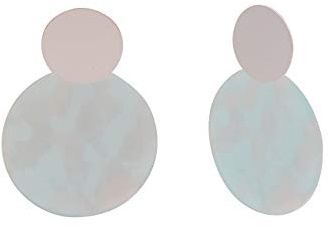 Leslii Damen-Ohrringe große Ohrhänger Statement XXL-Ohrringe silberne Modeschmuck-Ohrringe in Silber Mint-Grün Pastell