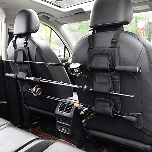 HAIMEN 1pc Angelrutenhalter Träger für Fahrzeugrücksitz, Universal-Angelrutenhalter für Fahrzeuge, verstellbares Auto-Angelwerkzeug mit Nylonriemen