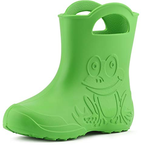 Ladeheid Stivali Bambino e Bambina in Gomma Comodi Stivali Pioggia Bambino con Motivo a Rana LA-CA-01 (Verde, 32/33 EU)
