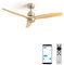 CREATE / WINDSTYLANCE/Deckenventilator Nickel Naturholzflügel mit Wandschalter, WLAN und Fernbedienung / 40W, Leise, Ø132 cm, 6 Geschwindigkeiten, Timer, Sommer-Winterbetrieb, doppelte Höhe