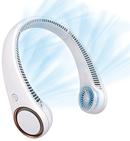 CIVPOWER Ventilador de cuello: portátil, personal, para el cuello, recargable, sin aspas, manos libres, 3 velocidades, 4000 mAh, funciona con USB, diseño de auriculares para hombres, mujeres,