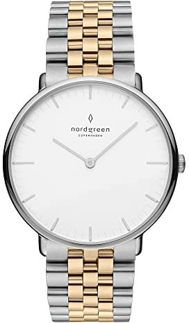 Nordgreen skandinavische Designuhr - analoges Quarzwerk, weißes Zifferblatt, austauschbare Leder/Mesh-Armbänder, stilvolle Armbanduhr, Unisex, wasserbeständig, modern, Modell Native