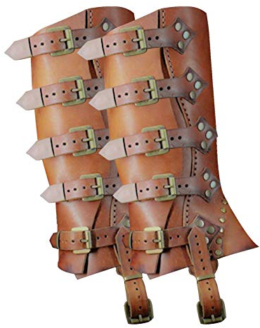 Mittelalter Gamaschen Stiefelstulpen Mittelalterliche Retro Leder Beinschützer Punk PU Leder Leggings Überschuh