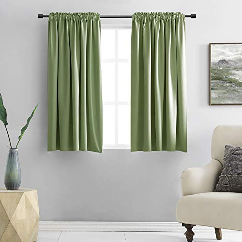 DONREN 121 cm Länge Salbei Verdunkelungsvorhänge für Schlafzimmer – kleine Fensterbehandlungsstange Tasche Vorhang Vorhänge (Set mit 2 Stoffbahnen, 52 B x 48 L)