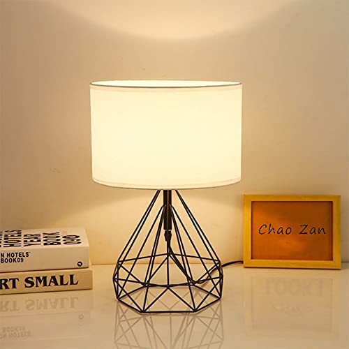 Lampe de Table de Style Rétro Industriel,Design Vintage et Classique.Lampe de Chevet Décorative avec Base en Noir Métal et Abat-jour Tissu,Décoration Chambre Salon Lampe,E27 Interrupteur de cordon