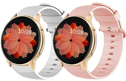 Blueshaweu Armband Kompatibel Für TUYOMA 1,28 Zoll Smartwatch Damen, Sport Silikon Classic Ersatz Uhrenarmband Für TUYOMA LW36 Smartwatch (weiß+Rosa)