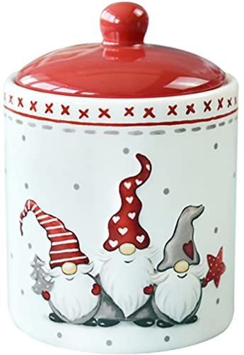 Luxshiny Bote De Dulces Navideños con Tapa Tarro De Té Sellado Tarro De Chocolate Tarro Sellado De Té Tarro De Dulces Bote De Galletas Cerámica Tanque De Almacenamiento Navidad
