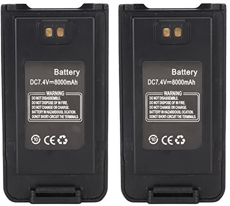 2 Pièces 7.4V 8000mAh Batteries de Remplacement d'origine pour UV 9R UV 9R Plus Talkie-walkie, Batteries Radio 2 Voies