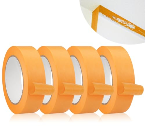 4 Rotoli Nastro Carta Imbianchino 30mm x 50m Nastro Adesivo Carta, Arancia Carta Gommata, Nastro Adesivo di Carta, Carta Gommata per Pittura, Nastro Mascheratura, Nastro Carrozziere per Decorazione