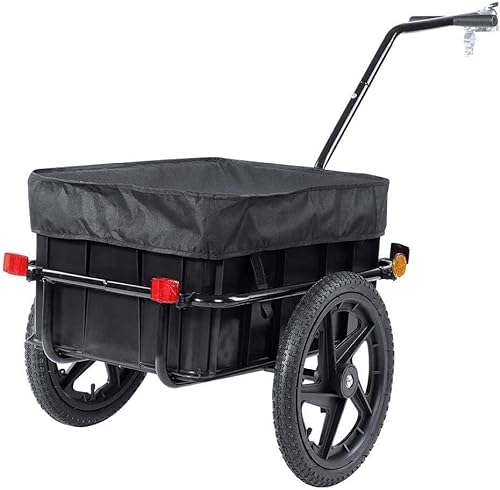 Fahrrad anhänger Fahrradanhänger, 70 L, Lastenanhänger, Fahrradwagen, Wagen, Griffträger Mit Abdeckung, Fahrrad, Radfahren, Camping, Gepäckaufbewahrung, Transport, Eisen, Schwarz