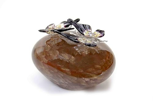 Mini Urne Pierre Dorée 2 Papillons Transparent - Urne pour cendres - Urne de Crémation - Mémorial - Petite Urne - Urne en Verre - Urne pour Animaux - Urne Chien - Urne de Chat - Urne de Chat…