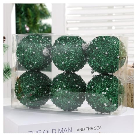 Weihnachtskugeln Christbaumschmuck 6-teiliges Weihnachtskugel-Ornament-Set, 6,9 cm, Weihnachtsdekoration, Baumkugeln Für Weihnachtsbäume, Hochzeit, Party, Urlaub Weihnachtsbaum Kugeln (Color : Grün,