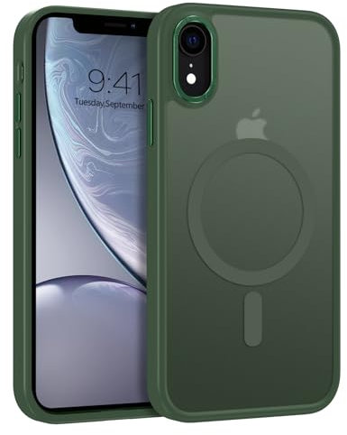 GUAGUA Magnetic for iPhone XR Phone Cases, iPhone XR Case [Compatible with MagSafe] [Military Grade Protection] Translucent Matte Back Slim Shockproof Anti-Scratch Phone Cover 6.1-Inch, Green
