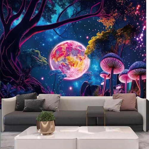 G-LIKE Wandteppich Wandtuch UV-Reaktiv Wandbehang – 3D Digital Bedruckt Farbenreich Dekostoff Dekoration für Wohnzimmer Schlafzimmer Party Urlaub