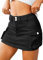 TZLDN Minirock Damen Y2k Sommer Cargo Rock mit Taschen Sexy Festival Kurze Jeansrock Mini Wickelrock Skirt Femboy Gothic #1 Schwarz S