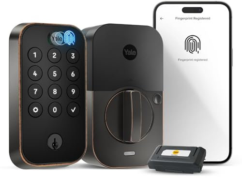 Yale Assure Lock YRD410-F-WF1-0BP Türschloss mit 2 Tasten, Smart-Türschloss aus geölter Bronze mit WLAN-Touch-Tastatur und Fingerabdruckscanner für den Eingangsbereich von