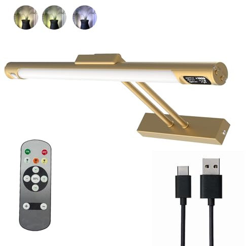 Bildbeleuchtung Kabellos, Dart Beleuchtung, Akku Wandleuchte Innen magnetisch, Kunstleuchten für Malen Foto Portrait, LED Wandlampe mit 3 Farbtemperaturen, Fernbedienung mit Timer