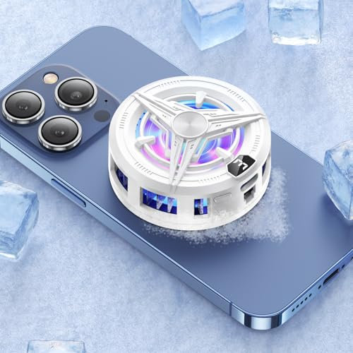 XIANGBIN Magnetic Phone Cooler for Gaming Cooler Phone Fan Sticker Clip LED Display Low Decibel Mobile Radiator Compatible with iPhone 15/14/13/12/11/Android/Tablet/iPad
