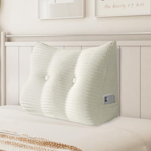 Johnear Dreieckiges Cord Kopfteilkissen für Bett Ergonomisches Rückenkissen Lesekissen Rückenlehnkissen Lendenkissen Bücherkissen Stützkissen für Sofa Futonbett Wohndekoration